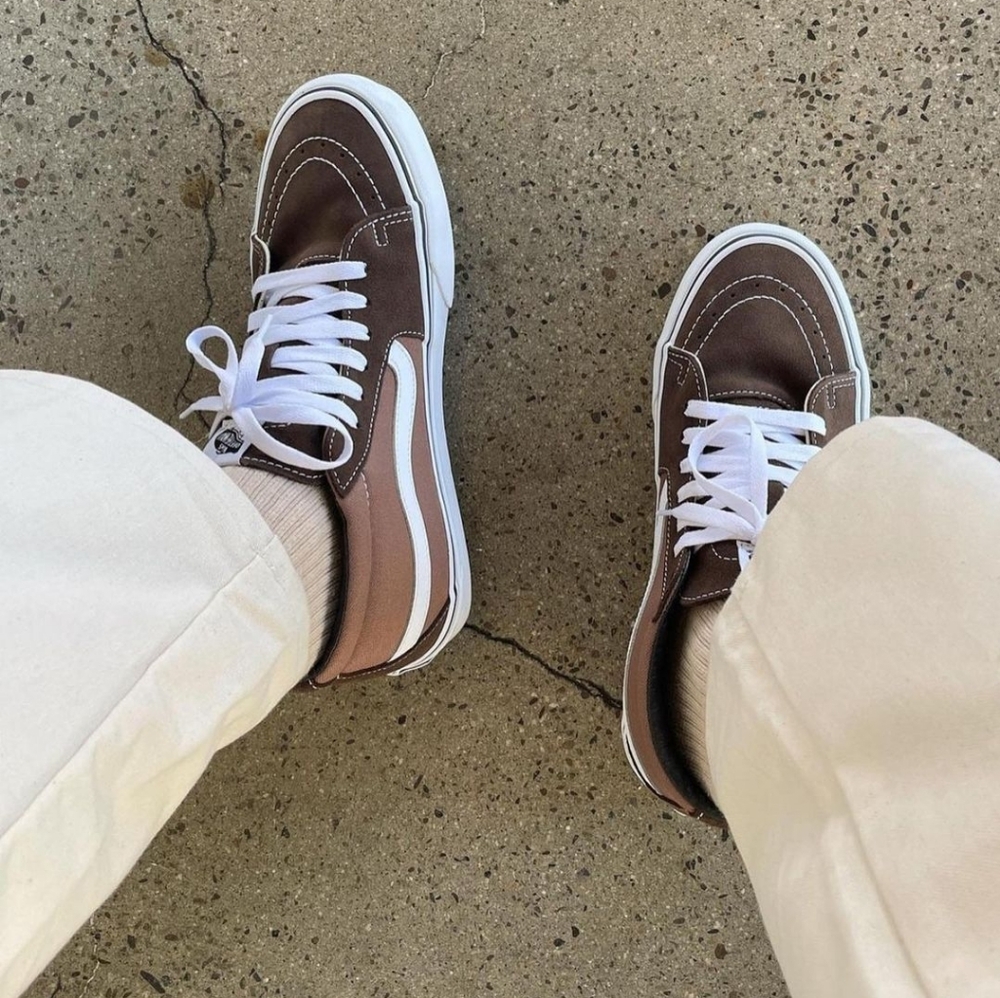 Stylish Brown and White High-Top Sneakers